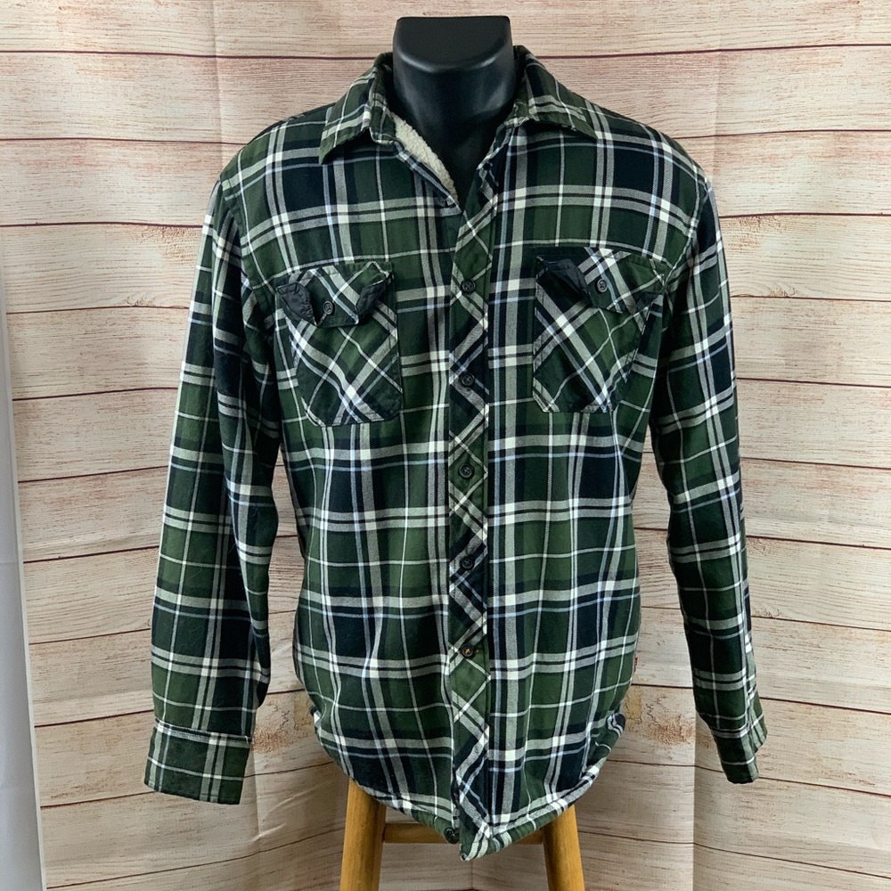 Izod Long Sleeve Button Down Fuzzy Lined Coat